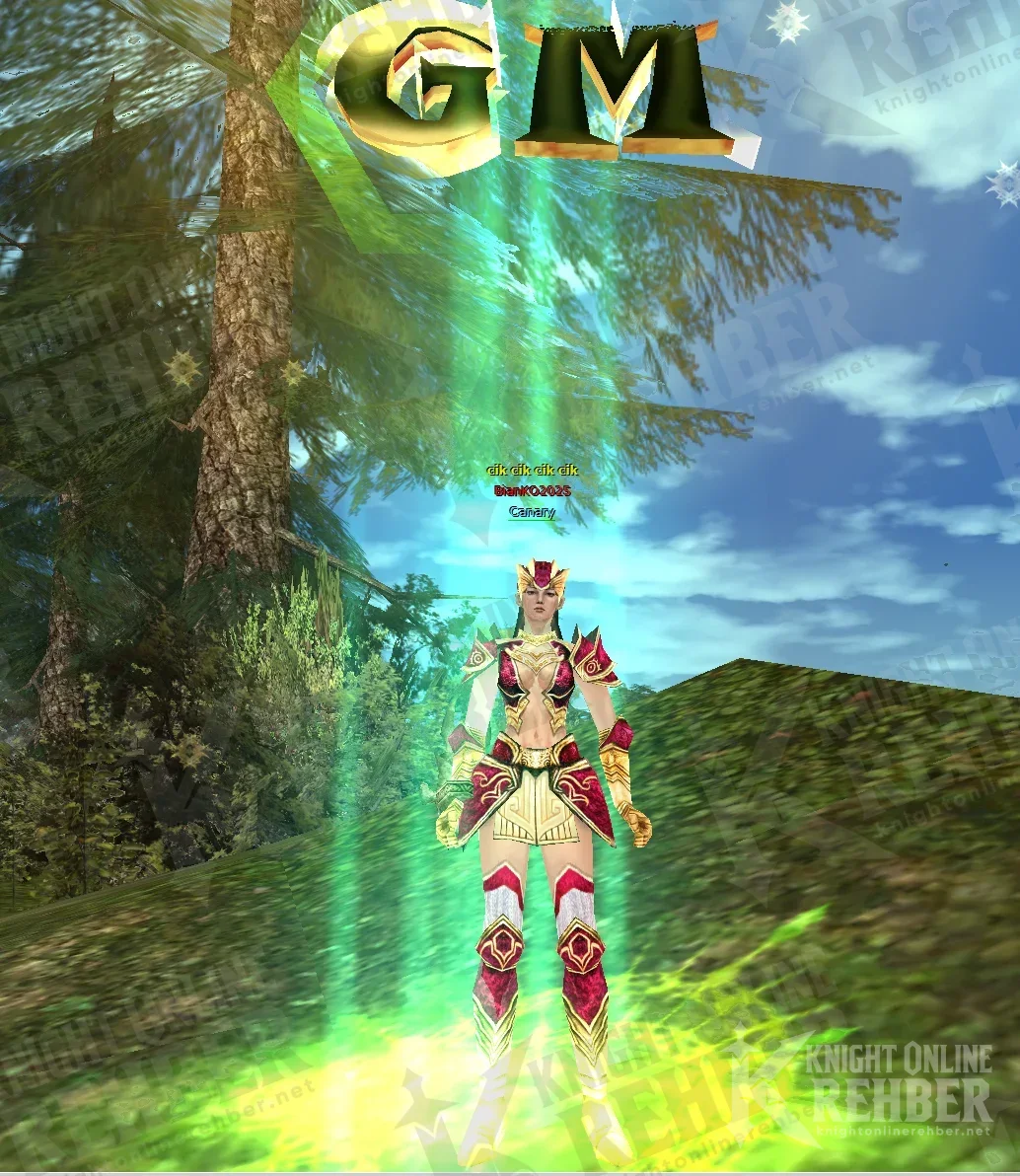 Dragon Armor in BianKO patch notes: a GM character wearing the red and gold armor set