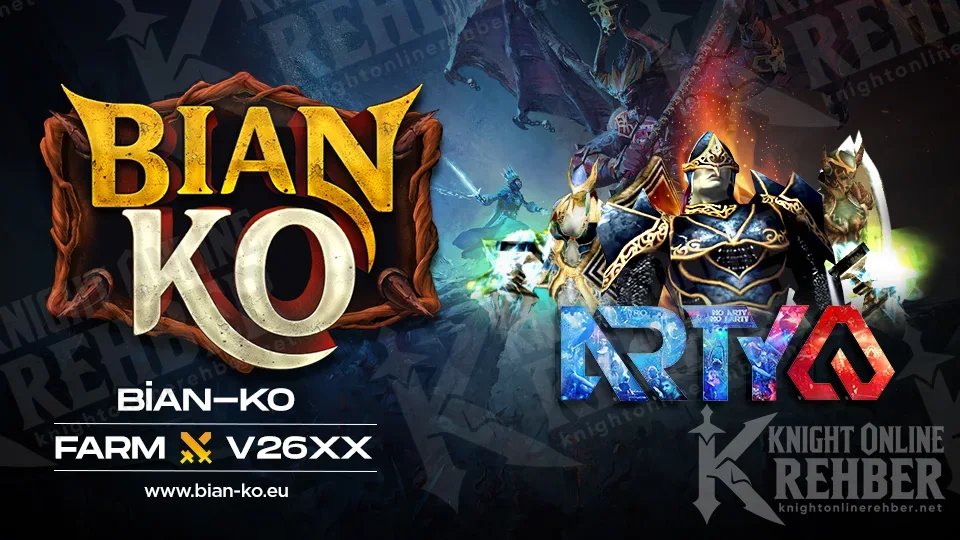 BianKO and ARTY logos with an armored knight and a dragon; Bian-KO Farm V26XX
